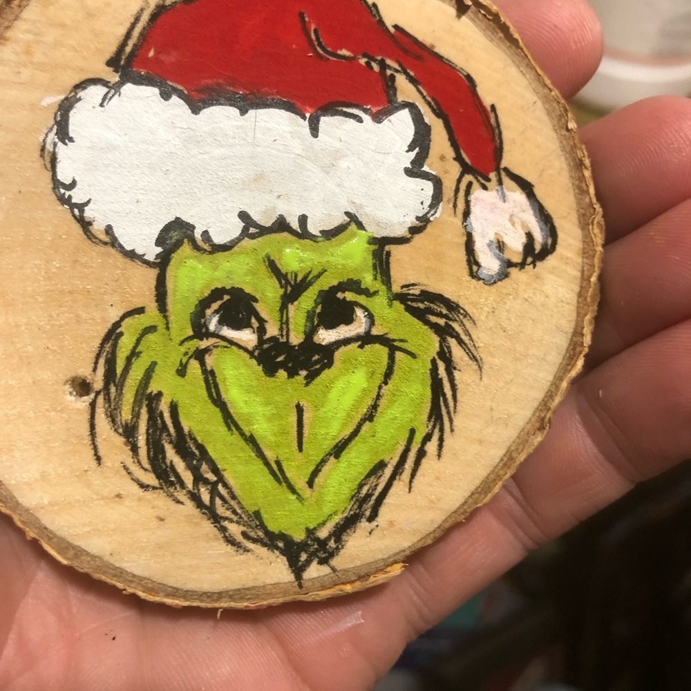 Set of handmade grinch ornaments 3 piece set